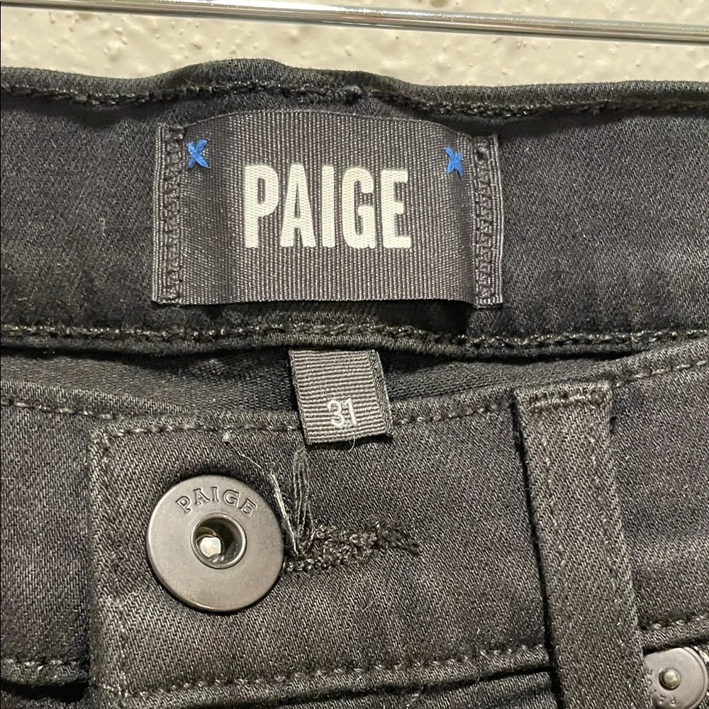 PAIGE Jet Black Denim Jeans 31x33 - Picture 2 of 4